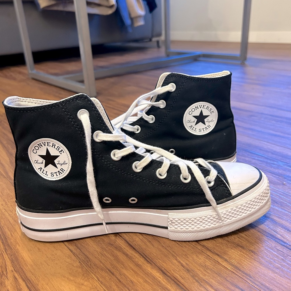 New High Top Black Chuck Taylor Converse, Women’s size 10, Worn Once